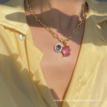 Shangjie oem joyas dorado collar de cristal rosa plateado lágrimas de joyas collar collar collar de agua para niñas